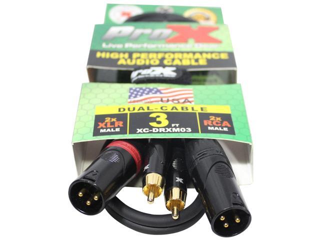 ProX XC-DRXM03 3' Dual RCA-M to Dual XLR3-M Unbalanced Audio Cable