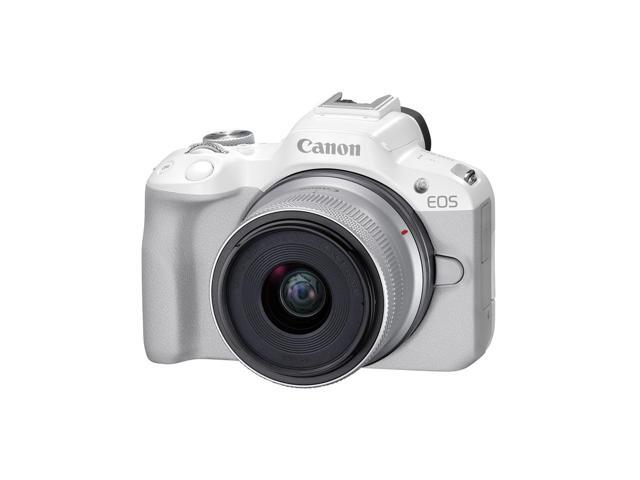 Canon EOS R50 Mirrorless Camera with RF-S 18-45mm f/4.5-6.3 IS STM Lens, White