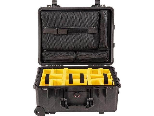 Pelican 1560SC Protector Studio Case, Black, with Yellow Dividers #0156000070110