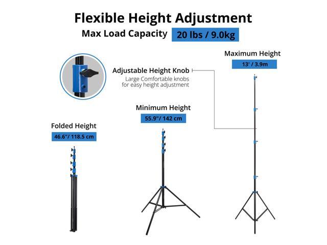 Flashpoint Pro Air-Cushioned Heavy-Duty Light Stand (Blue, 13') #FP-S-13-BL-V2