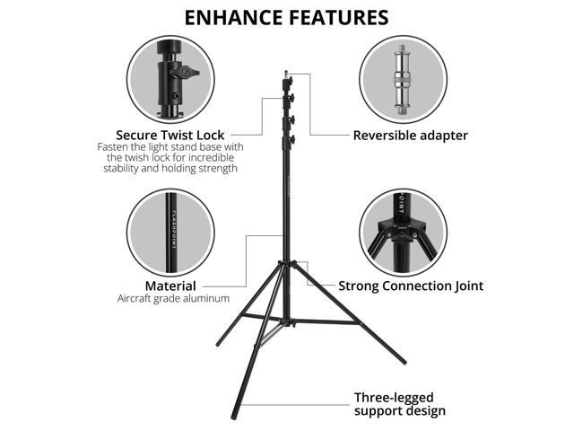 Flashpoint 13' Pro Air-Cushioned Heavy-Duty Light Stand V2, Black, 2-Pack