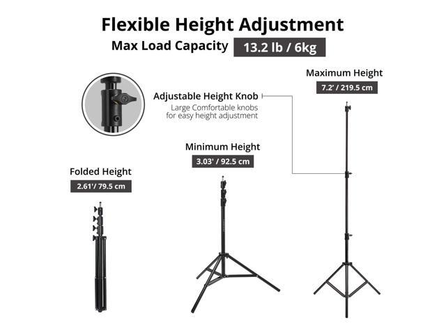 Flashpoint 2x Pro Air-Cushioned Heavy-Duty Light Stand (Black, 7.2')