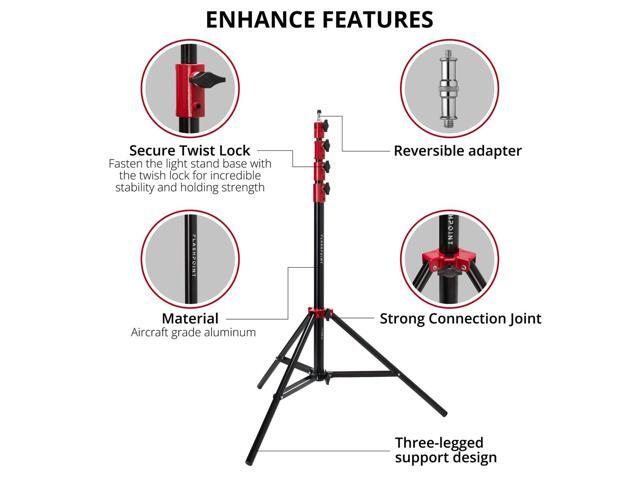 Flashpoint Pro Air-Cushioned Heavy-Duty Light Stand (Red, 9.5') #FP-S-9-RD-V2