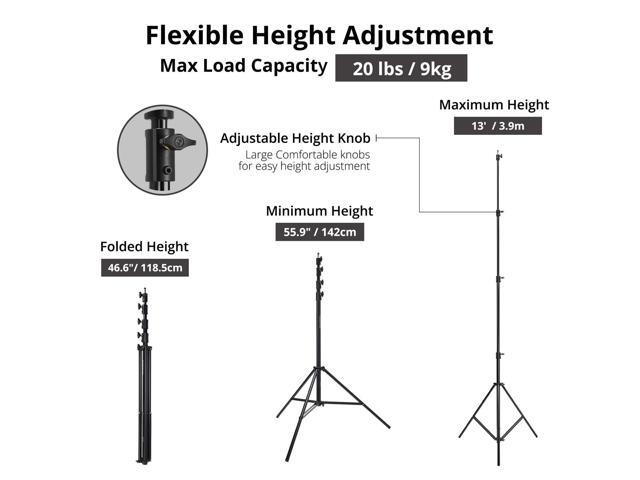 Flashpoint Pro Air-Cushioned Heavy-Duty Light Stand (Black, 13') #FP-S-13-V2