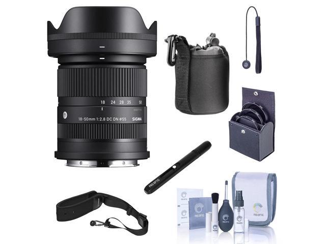 Sigma 18-50mm f/2.8 DC DN Contemporary Lens for Sony E - Bundle With 55mm Filter Kit, Lens Case, Lens Cleaner, Cleaning kit, Movo Sling Strap, Cap...