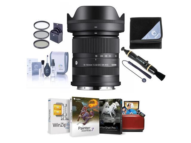 Sigma 18-50mm f/2.8 DC DN Contemporary Lens for Sony E, Bundle with 55mm Filter Kit, Lens Cleaner, Lens Wrap, Lens Cap Tether, Cleaning Kit, Mac...