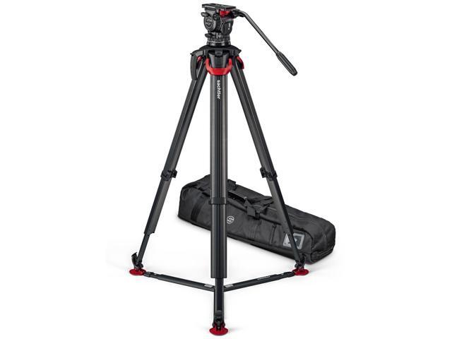 Sachtler aktiv10T 100mm Fluid Head with flowtech 100 Carbon Fiber Tripod and Ground Spreader
