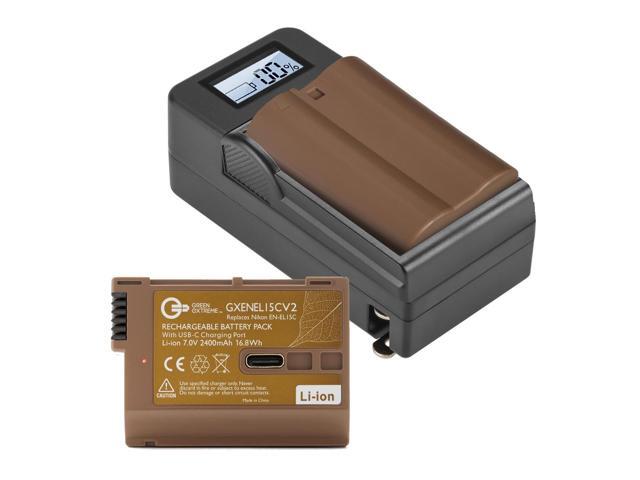 2x Green Extreme EN-EL15c 16.8Wh Li-Ion Battery w/Compact Smart Charger,2x Plate