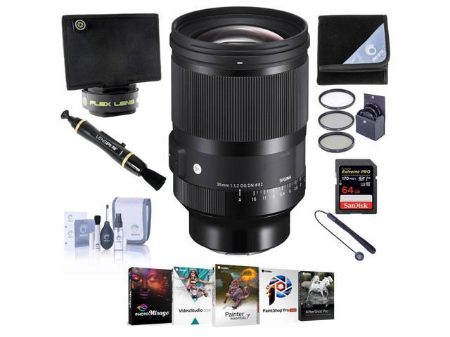 Sigma 35mm f/1.2 DG DN ART Lens for L Mount, Bundle with Corel PC Software Kit, 82mm Filter Kit, Flex Lens Shade, Lens Cleaner, Lens Wrap, Cleaning.