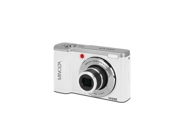 Minolta MNB5Z 56MP 5K Ultra HD 2.8' LCD Screen Digital Camera, White, Bundle with Camera Case, 64GB Memory Card, Multi Card Reader