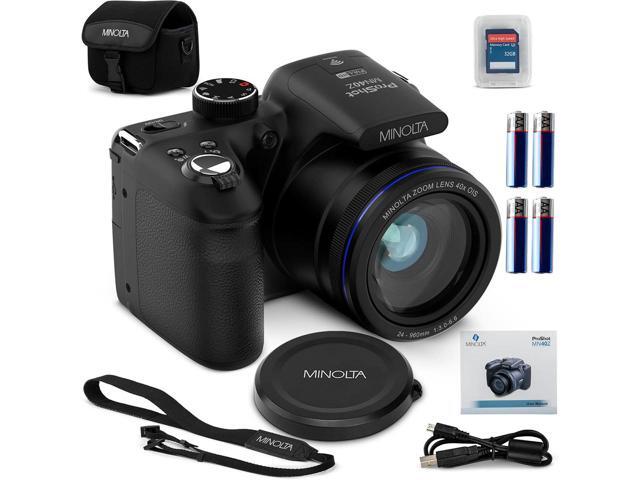 Minolta ProShot MN40Z 20MP Full HD Camera with 40x Optical Zoom, Black, Bundle with MT-11 Multifunctional Octopus Tripod, 64GB SDXC Memory Card and...