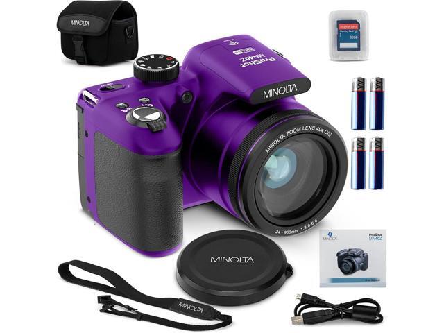Minolta 20 Mega Pixels 40x Optical Zoom Digital Camera with 1080p FHD Video, Purple