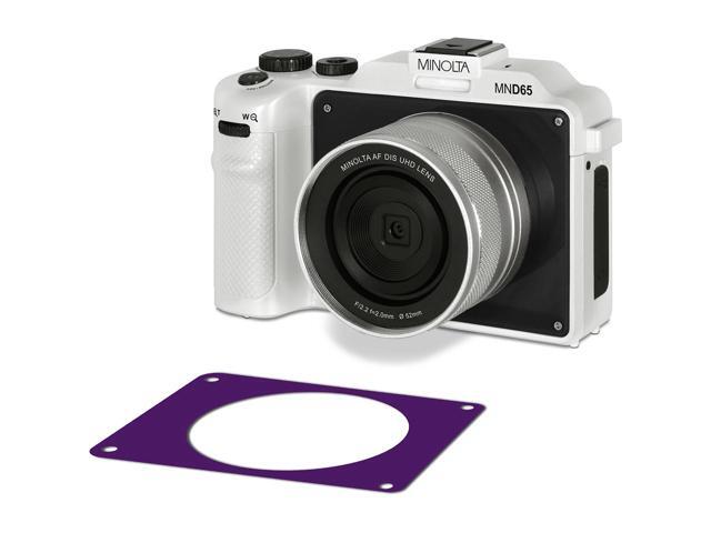 Minolta MND65 Selfie Shot Digital Camera, White with Purple Faceplate