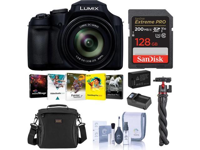 Panasonic LUMIX FZ80D 18.1MP Point & Shoot Digital Camera, Bundle with 128GB Memory Card, Battery, Tripod, Microphone and W49 Light