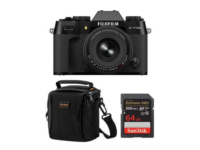 Fujifilm X-T50 Camera XF 16-50mm f/2.8-4.8 R LM WR Lens,Black,w/64GB Card