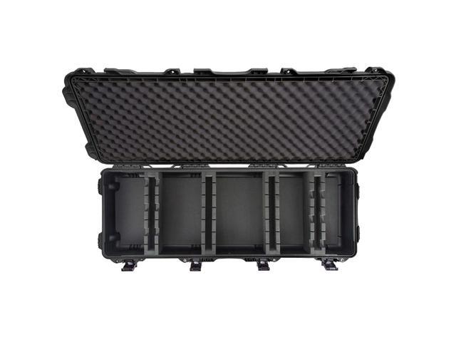Nanuk 990 Waterproof Hard Case with Foam Insert for 6 Ice Fishing Rods, Black