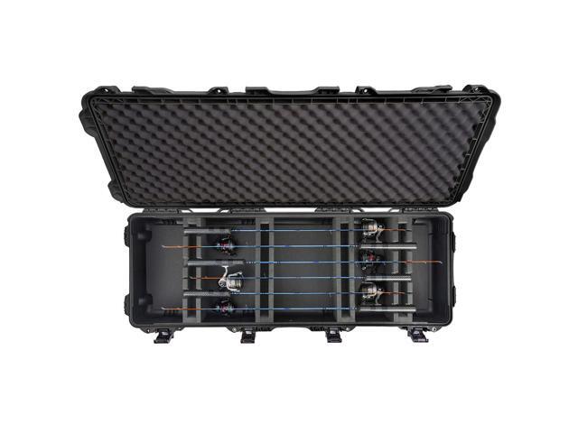 Nanuk 990 Waterproof Hard Case with Foam Insert for 6 Ice Fishing Rods, Black