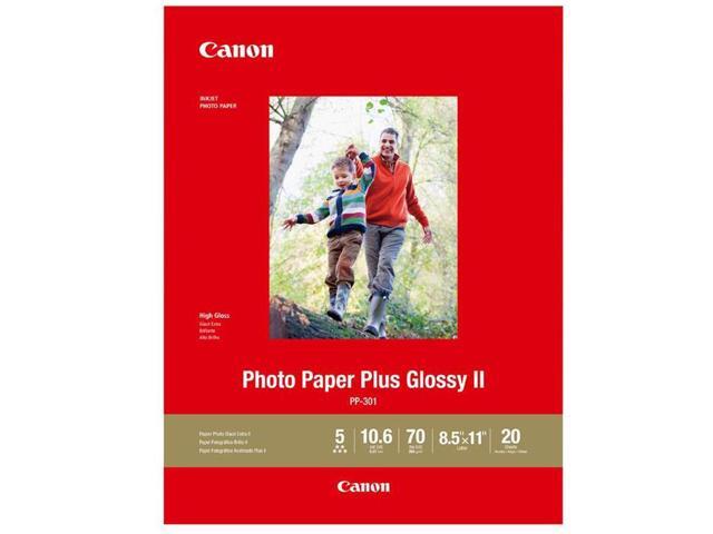 Canon 2 Pack PP-301 Photo Paper Plus Glossy II Inkjet Paper, 10.6 mil, 265 gsm, 8.5x11', 20 Sheet Pack