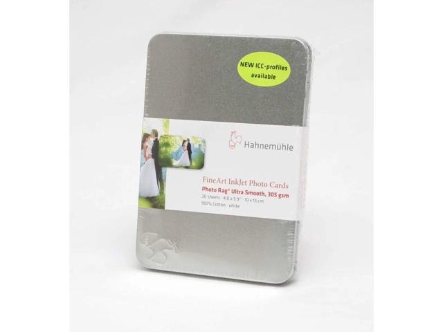 Hahnemuhle Photo Rag Ultra Smooth FineArt Inkjet Photo Card, 4x6', 30 Sheets