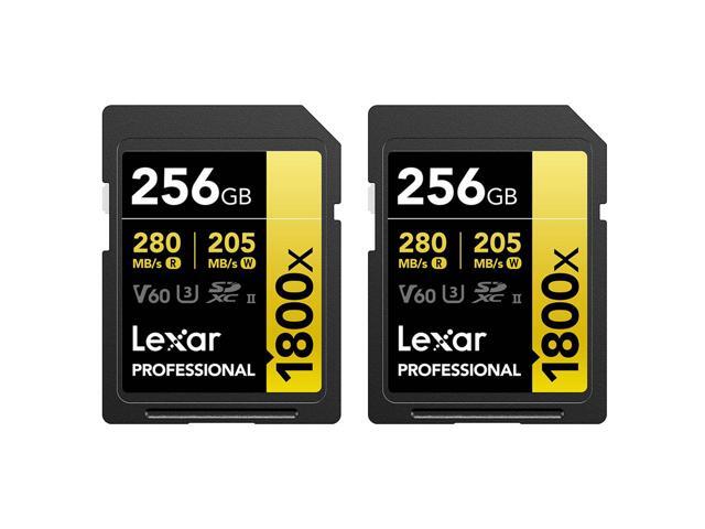 Lexar GOLD Series Professional 1800x 256GB UHS-II SDXC Memory Card, 2-Pack