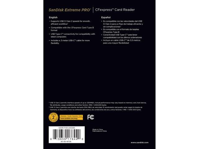 SanDisk - Extreme PRO USB 3.1 CFexpress Memory Card Reader - Black - image 8