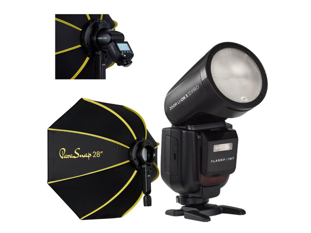 Flashpoint Zoom Li-on X PRO R2 TTL Flash With Parasnap 28' Softbox For Fuji