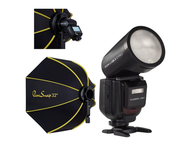 Flashpoint Zoom Li-on X PRO R2 TTL Flash With Parasnap 32' Softbox For Fuji
