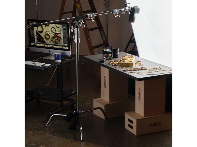 Kupo 40' Master C-Stand with Sliding Leg with Baby Boom, Grip Head, Camera Mounting Plate and 10 lbs Weight Bag