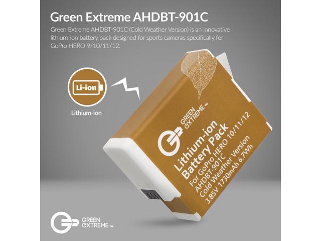 Green Extreme AHDBT-901C 3.85V 1730mAh Lithium-Ion Battery Pack for GoPro HERO 9/10/11/12, Cold Weather Version