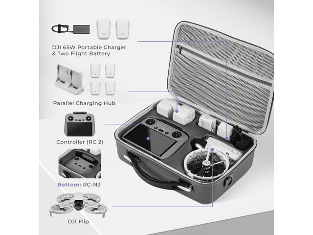 Aries Carrying Case for DJI Flip Fly More Combo, Gray