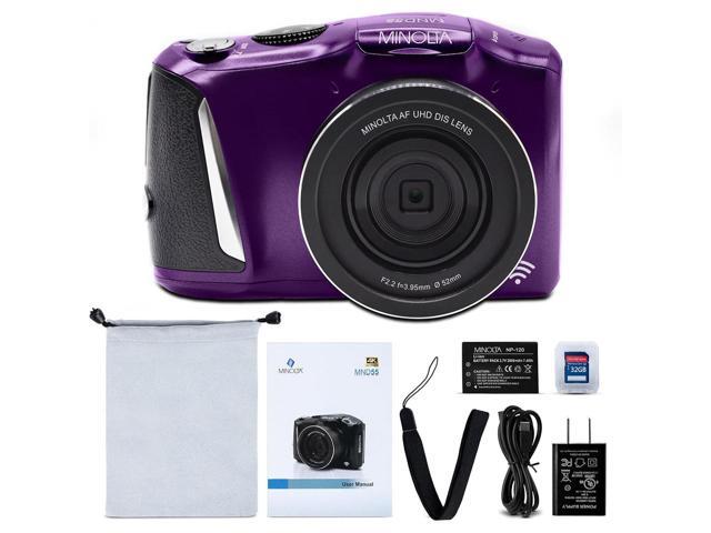 Minolta MND55 64 MP AF 4K Ultra HD Digital Camera with WiFi, Purple