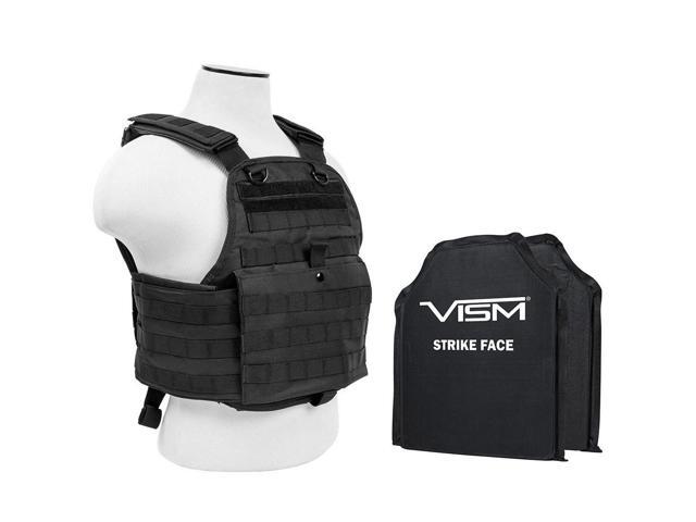 NcSTAR Vism Ballistic Plate Carrier Vest w/Two 10x12' Soft Panels, M-2XL, Black