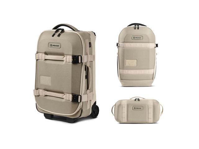 Pelican Aegis HY22 22' Wheeled Carry-On Roller Hybrid Duffel Bag, Sand, Bundle with PX18 18L Travel Backpack and SXH5 Protective Cross Body Sling Bag