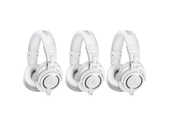 Audio-Technica ATH-M50x Closed-Back Over-Ear Professional Monitor Headphones, White, 3-Pack