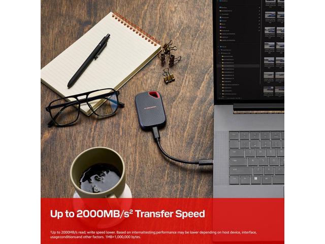 SanDisk - 1TB Extreme Portable SSD, up to 2000MB/s with USB Type-C, IP65 water /dust resistance, up to 3-meter drop protection - Black - image 5