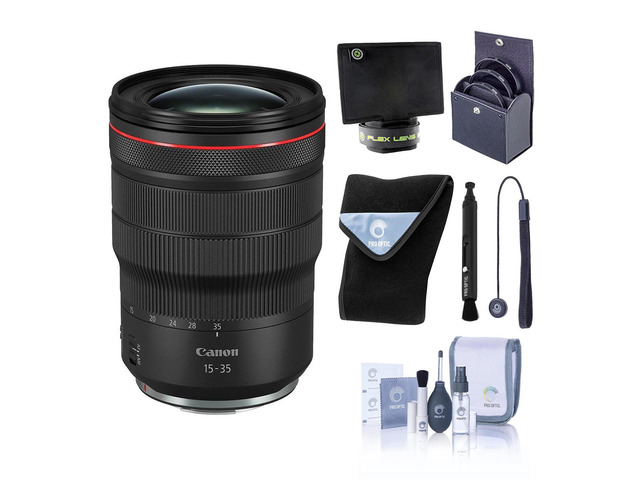 Canon RF 15-35mm f/2.8 L IS USM Lens, Bundle with ProOptic 82mm Filter Kit, Flex Lens Shade, Lens Wrap, Lens Cleaner, Lens Cap Tether, Cleaning Kit