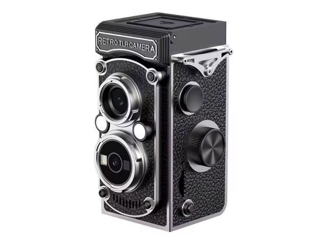 Aries RetroSnap Mini 1080P Digital Camera - Vintage Twin-Lens Style (Black)
