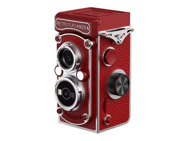 Aries RetroSnap Mini 1080P Digital Camera - Vintage Twin-Lens Style (Red)