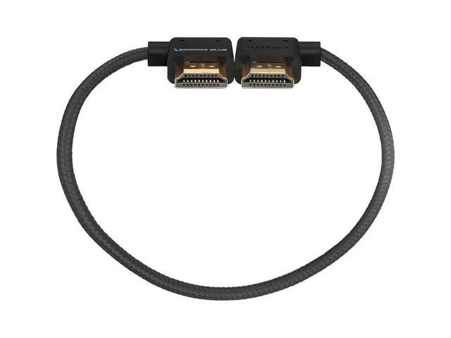 Kondor Blue 12' Right Angle to Left Angle Straight HDMI Cable for On-Camera Monitor, Raven Black