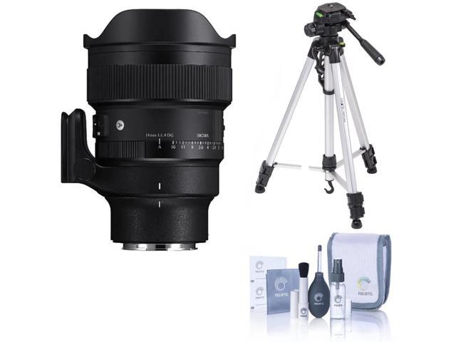 Sigma 14mm f/1.4 DG Art Lens for Sony E, Bundle with 3-Section Aluminum Tripod with 3-Way Head and Cleaning Kit