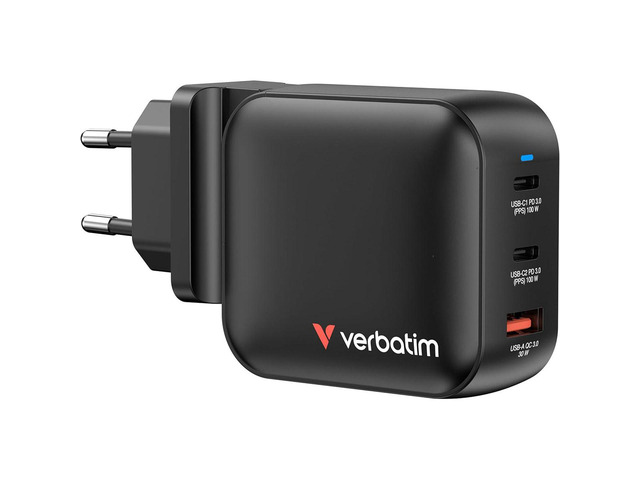 Verbatim 100W 3-Port USB Mini GaN Wall Charger #32230