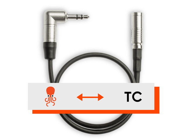 Tentacle Sync 12' DIN 1.0/2.3 to Right-Angle Neutrik 3.5mm Mini Jack Cable,Black