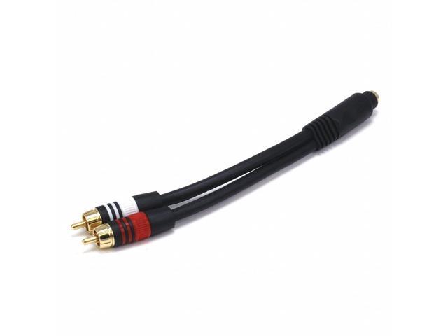 6inch Premium 3.5mm Stereo Female to 2RCA Male Cable Gold Plated Black 5612