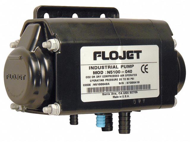 FLOJET N5100020G Double Diaphragm Pump, Acetal, Air Operated, Viton, 2.5 gpm