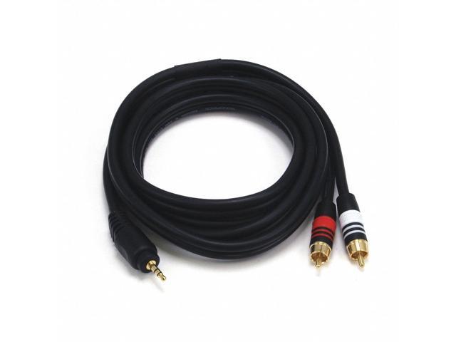 Monoprice 6ft Premium 3.5mm Stereo Male to 2RCA Male 22AWG Cable (Gold Plated) - Black