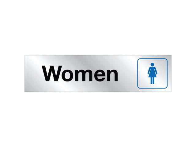 Hy-Ko Brushed Aluminum Restroom Sign, Ladies 418 Pack of 10