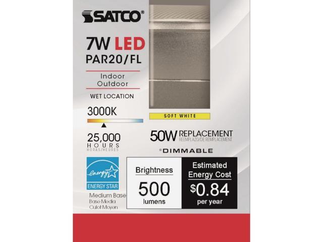 Satco 50W Equivalent Warm White PAR20 Medium Dimmable LED Floodlight Light Bulb