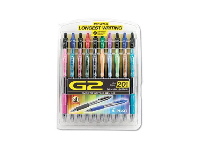 Pilot G2 Premium Retractable Gel Ink Pen Assorted Ink .7mm 20/Set 31294
