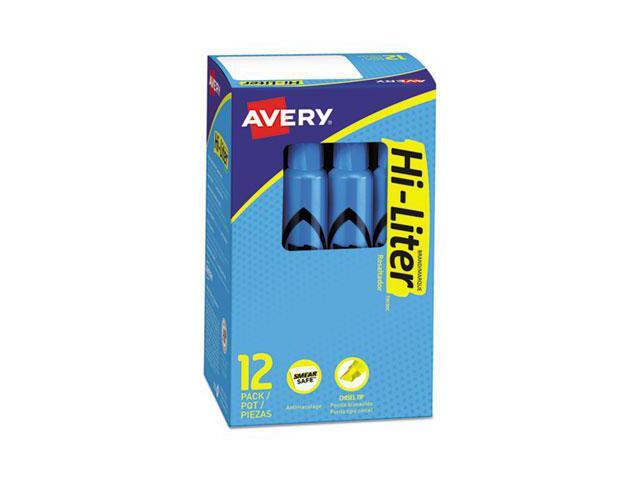 Avery HI-LITER Desk-Style Highlighter Chisel Tip Fluorescent Blue Ink Dozen 24016