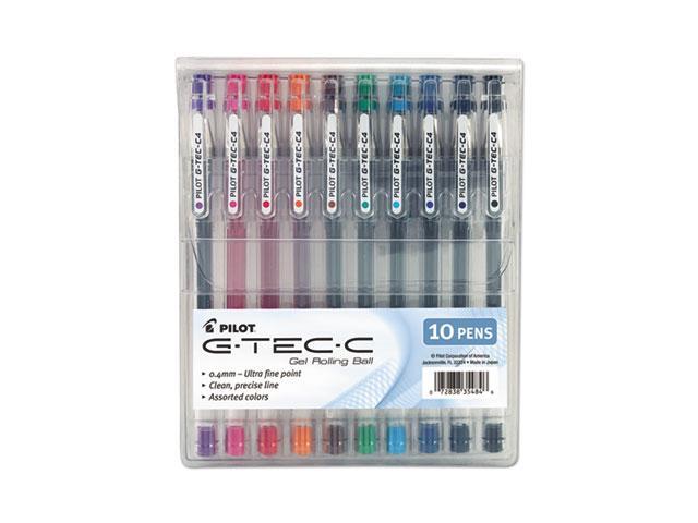 Pilot G-TEC-C Ultra Gel Ink Stick Pen Assorted Ink .4mm 10/Pack 35484